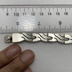 VTG Sterling Silver Turquoise Inlay TR-110 Mexico Hinged Link Bracelet