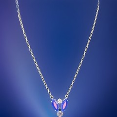 Vintage Sabika Necklace – Purple & Pink Crystal Pendant, Signed Statement Chain