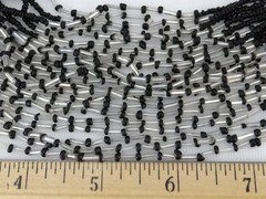 Vtg Handmade Native American Multi Strand White/Black seed Bead Necklace 27″