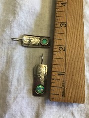 Vintage Signed Sterling Silver + Opal Hammered Texture Inset Opal