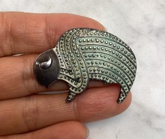 Vintage Shube 925 Sterling Silver Textured Buffalo Pin Brooch