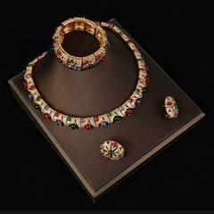 Vintage Ciner Style Multicolor Necklace Earrings Bracelet Jewelry Set