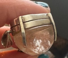 Globe Rutilated Quartz Sterling Silver Pendant Estate Incredible Vintage Jewelry