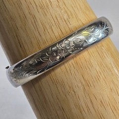 Vtg Sterling Silver H.F.B Bangle 15.97g Fine Jewelry 7″ Etched Floral Design