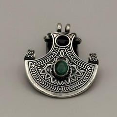 Ancient Victorian Star Pendant Silver Necklace Rare Amulet With Natural Stone