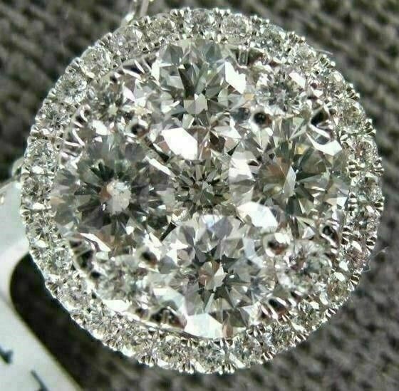 ESTATE LARGE 1.03CT DIAMOND 18KT WHITE GOLD ROUND CLUSTER HALO FLOATING PENDANT