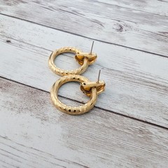 Vintage Earrings for Pierced Ears Blue & Gold Tone Circle Dangle