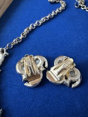 Vintage Judy Lee Signed White Moonglow Lucite Parure Necklace Bracelet Earrings