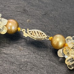 14k Yellow Gold Clasp 5-Strand Quartz Assorted Gemstones Necklace Vintage 18”