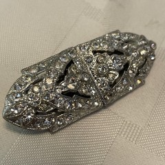 VTG Coro Duette Silver Tone Rhinestone Art Deco Convertible Dress Clips Brooch
