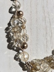Vintage Necklace Lucite Seed Beads Clear Gold Tone Amber Copper Statement Bib
