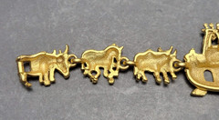 Vintage OAJC Noah’s Ark Bracelet & Brooch Set Gold Tone Animals Original America