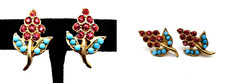 10 Pairs Vintage Fx Turquoise Rhinestone Crystal Screw Back Earrings Lot 925
