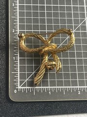 AAI Signed 2” Glass Pearl Bow Vintage Brooch Pin