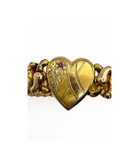 Vintage American Queen Pitman Keeler Sweetheart Bracelet Heart Gold Filled 1940s