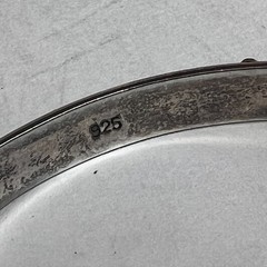 Vintage 925 Sterling Silver Hinged Bangle Bracelet Flush Set Crystal Accent