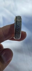 Vintage Men’s 925 Sterling Silver Greek Key Fidget Spinner Band Ring US Size 14