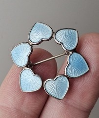 Denmark Sterling Brooch Enamel Heart Pins VB Sky Blue Guilloche – Volmer Bahner