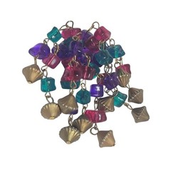 Vintage Colorful Acrylic Bead Waterfall Clip On Earrings 80s 90s Statement