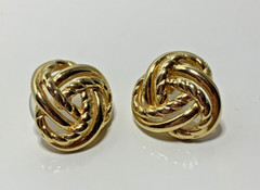 Vintage Estate Find Gold Metal Knotted Rope Nautical Post Earrings