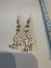 Vintage 925 Sterling Silver MF Multicolor Stone Chandelier Dangle Earrings