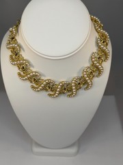 Rare Vintage 1950s 1960s Coastal Theme Faux Pearl Segmented Collar Necklace