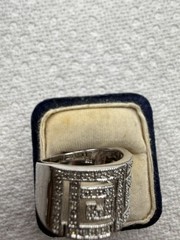 925 Sterling Silver Geometric Pattern Band Ring Sz 8.25 6 Grams