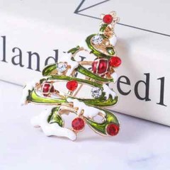 18K Golden Plated Christmas Tree Brooch Pin.