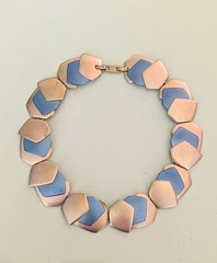 Monet All That Jazz Rose Gold Toned & Blue Necklace Choker Book Piece **READ**