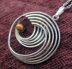 VINTAGE MCM KORDES & LICHTENFELS GERMANY 800 STERLING NECKLACE, 2 1/4 INCH PEND