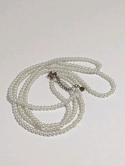 Double Strand White Faux Pearl Necklace. 28 Inches. MCM Style. Classic.