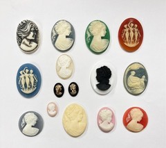 15 Vintage Acrylic Cameos (Hong Kong, Japan, West German) DIY Jewelry Making C81