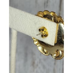 Gold Scallop Shell Stud Earrings Vintage Style Nautical Coastal Statement