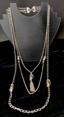 VTG CELEBRITY NY SILVER TONE CONVERTIBLE DIFFERENT LOOKS TASSEL NECKLACE CHIC