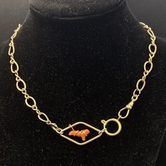 Vintage 12k Gold Filled Pocket Watch Chain FOB, Dog Clip, + RED BRANCH CORAL