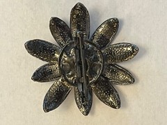 Gorgeous VTG 1970s Pink Rhinestone Enamel Flower Brooch 2.25” in Diameter