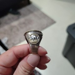 Vintage 1935 Sterling Silver Buffalo Nickel Ring Size 13