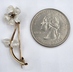 Vintage American Natural Freshwater Pearl and Diamond Brooch 14K