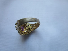 vintage 1970s-1980s ESPO ring, Esposito, purple rhinestone, size 7, GEP