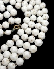 Vintage Czech Signed White Glass Necklace Neiger? Faceted 56in Long