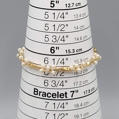 Vintage Faux Pearl Bar Link Chain Tennis Bracelet Gold tone 6.25″