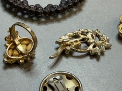 Vintage Costume Jewelry Lot Estate 1960s Czech Choker Boho Purple Earrings Brooc