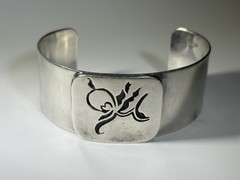 VTG 70s Sterling Silver Cuff Bracelet Bill Roach ROACH2 Abstract Modernist Art