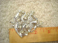 Vintage Large 2 Inch Dancing Girl With Rhinestones Dress Silver Tone Pin Brooch