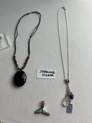 Vintage Sterling Silver Jewelry Lot 8pcs Necklaces Rings Bracelets