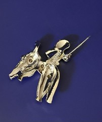 Vintage Rhinestone Dog Brooch Pin French Poodle Signed PELL Silver Tone 1950’s