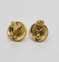 MONET Clip Earring Faux pearl PAVE crystal accent Gold tone Vintage .75 in
