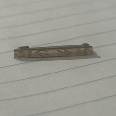 Vintage Engraved Metal Bar Brooch Gold Top
