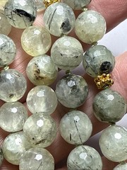 Necklace Green Prehnite Gold Vermeil Clasp Spacer Beads 24” 10mm Faceted Beads