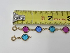 Swarovski Swan Crystal Open Bezel Bracelet Pink Green Blue Gold Tone Vintage